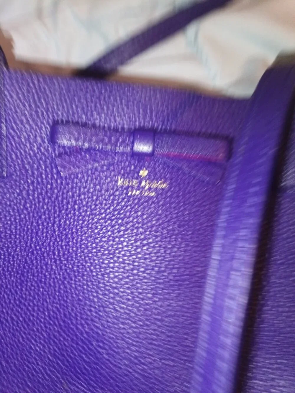 Kate Spade Pebbled Leather Bow Double Handle Large Tote Royal Purple